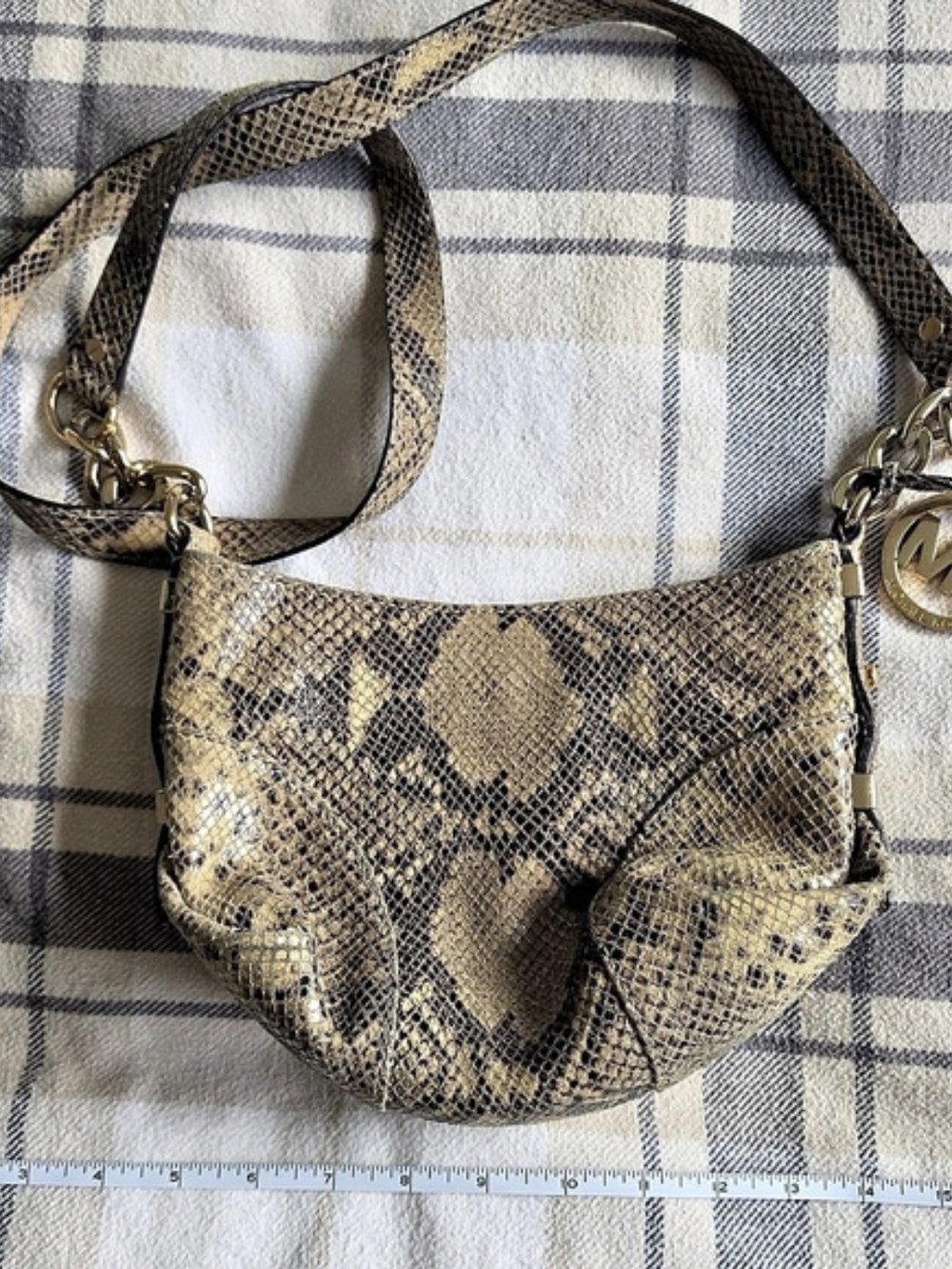 Michael Kors Snake Print Shoulder Bag Brown Crossbody